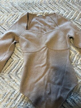 Abercrombie & Fitch Brown V-Neck Sweater Bodysuit